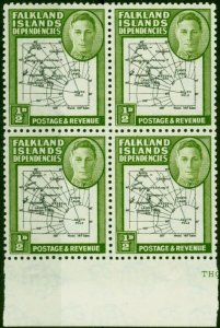 Falkland Islands Dep 1946 1/2d Black & Green SGG1a 'Gap in 80th Parallel' V.F...