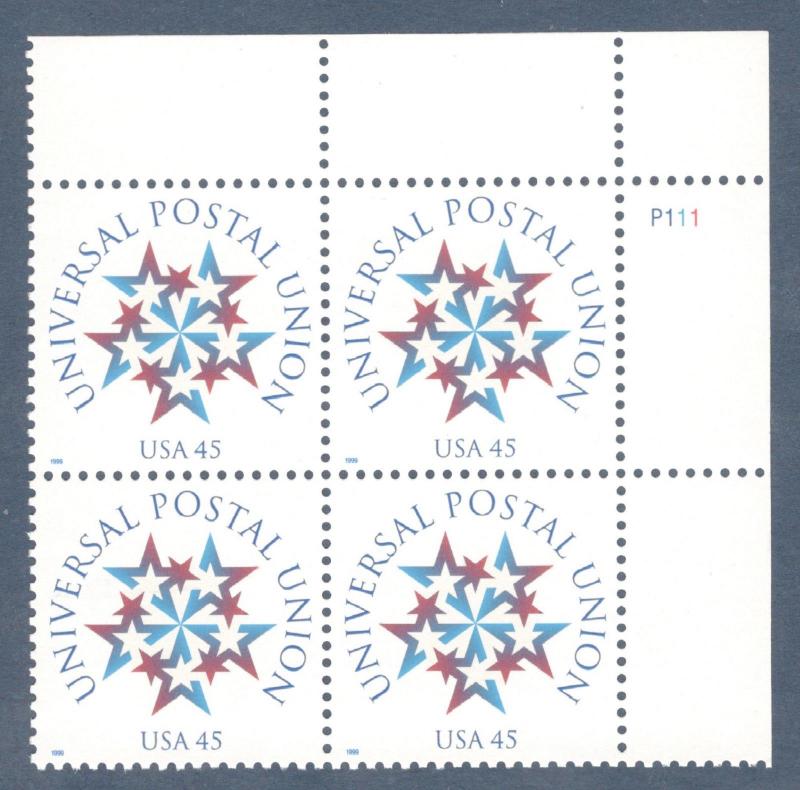 3332 Universal Postal Union Plate Block Mint/nh (Free Shipping) 