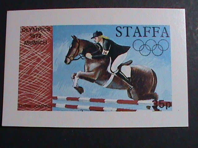 STAFFA-SCOTLAND -1972-OLYMPIC GAMES-MUNICH -SHOW JUMPING-IMPERF- MINT S/S-VF