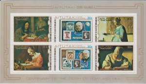 Aitutaki # 182, Sir Rowland Hill, Souvenir Sheet, Mint NH, 1/2 Cat.