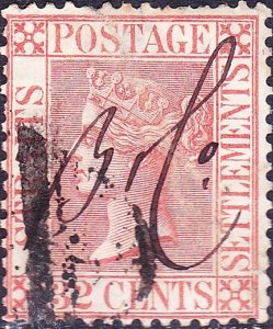 MALAYA STRAITS SETTLEMENTS 1867 QV 18c Pale Red SG18 Used