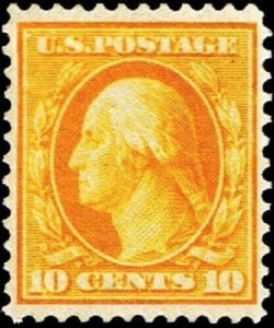 1910 10c George Washington, Yellow Scott 381 Mint F/VF NH