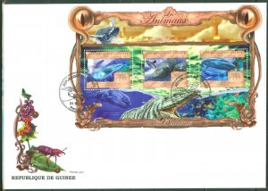 GUINEA  2013 THE ANIMALS  WHALES  SHEET FIRST DAY COVER