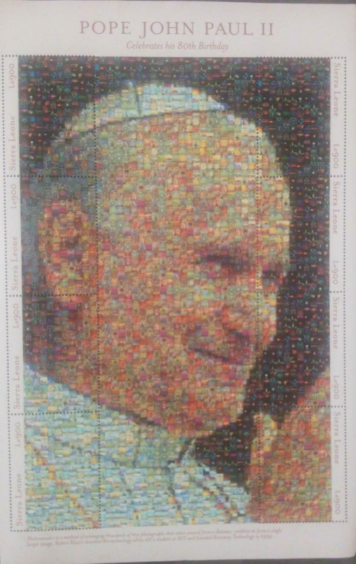 O) SIERRA LEONE, POPE JOHN PAUL II, PHOTOMOSAIC - COLLAGE, MNH