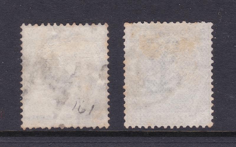 Great Britain x 2 QV 6d grey plates 15 &17