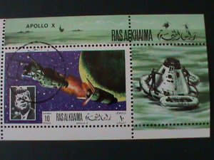 ​RAS ALKHAIMA- APOLLO 10 RETURNED TO THE EARTH- CTO S/S-VF FANCY CANCEL