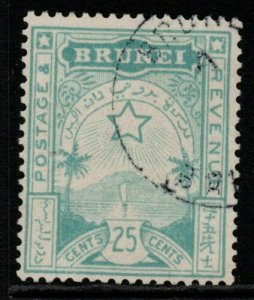 BRUNEI SG8 1895 25c TURQUOISE-GREEN FINE USED 