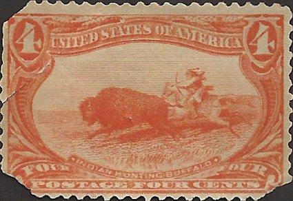 # 287 Orange Mint Fault Indian Hunting Buffalo Cat $110.00