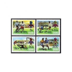 Ghana 549-552,553 sheet, MNH .Michel 597-600, Bl.60A. Soccer, APOLLO/SOYUZ,1975.