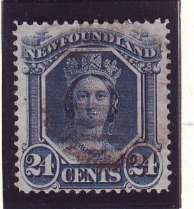 Newfoundland Sc 31 1865 24 c Victoria stamp used
