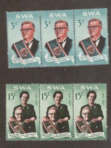 South West Africa 312b - 313b - President.  MLH. OG. Strips Of 3.  #02 SWA312B