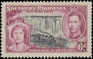 Southern Rhodesia #38-41, Complete Set(4), 1937, Trains, Royalty, Hinged