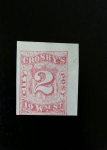 1870 2c Oliver H. Crosby's City Post New York, N.Y., J.W. Scott & Co. Scott 54L1