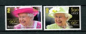 British Virgin Isl 2016 MNH Queen Elizabeth II 90th Bday 2v HIGH VALUE Stamps