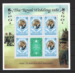 TURKS AND CAICOS - 1981 CHARLES AND DIANA - SHEETS OF 6 - SCOTT 486 TO 488 - MNH