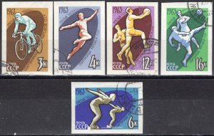 Russia; 1963: Sc. # 2759-2763a; Used IMPERFORATE Cpl. Set