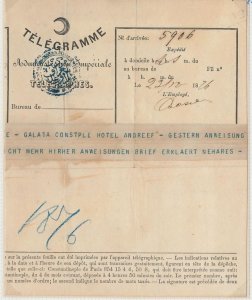 57824 - TURKEY Ottoman Empire - POSTAL HISTORY - TELEGRAM from GALATA 1876-