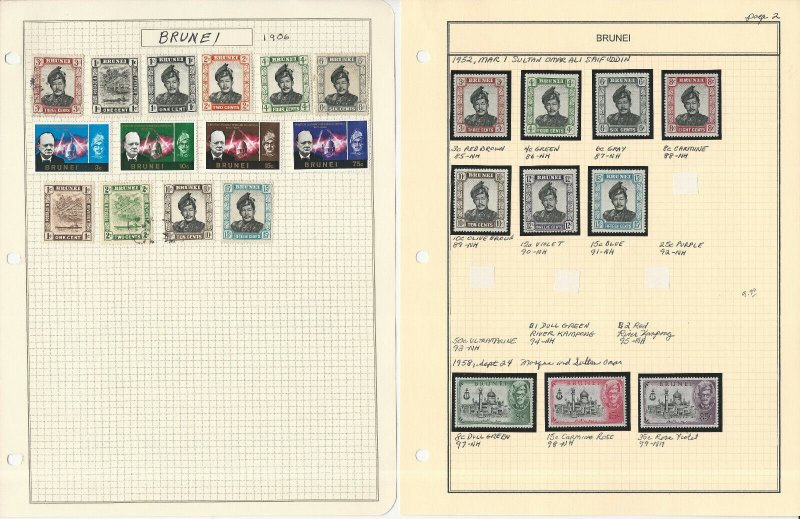 Brunei Stamp Collection 30 Scott & Harris Pages to 1986, JFZ