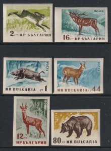 Sc# 1004 / 1009 Bulgaria 1958 Wild Animals MNH complete imperf set CV $11.00