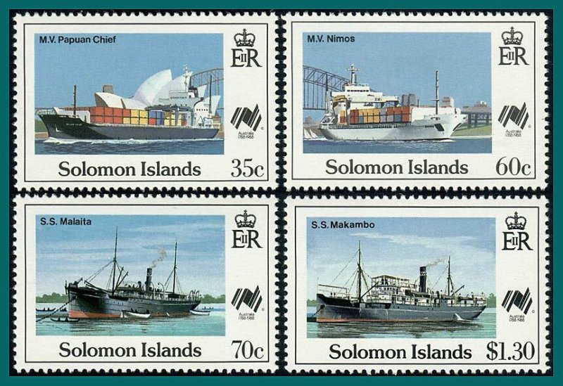 Solomon Islands 1988 Australia Bicentenary, Sydpex, MNH #618-621,SG626-SG629