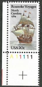 US Scott 2093 - Roanoke Voyages - Plate Single - MNH - 1984