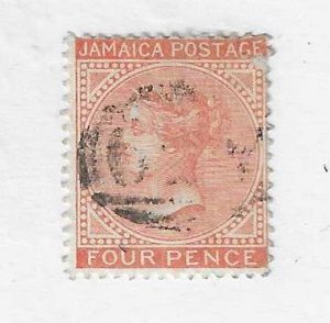 Jamaica Sc #10a 4p red orange  used with A59  VF