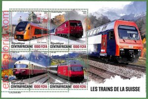 B1302 - Centrafricaine - ERROR MISPERF Stamp Sheet - 2023 - Transport, TRAIN-