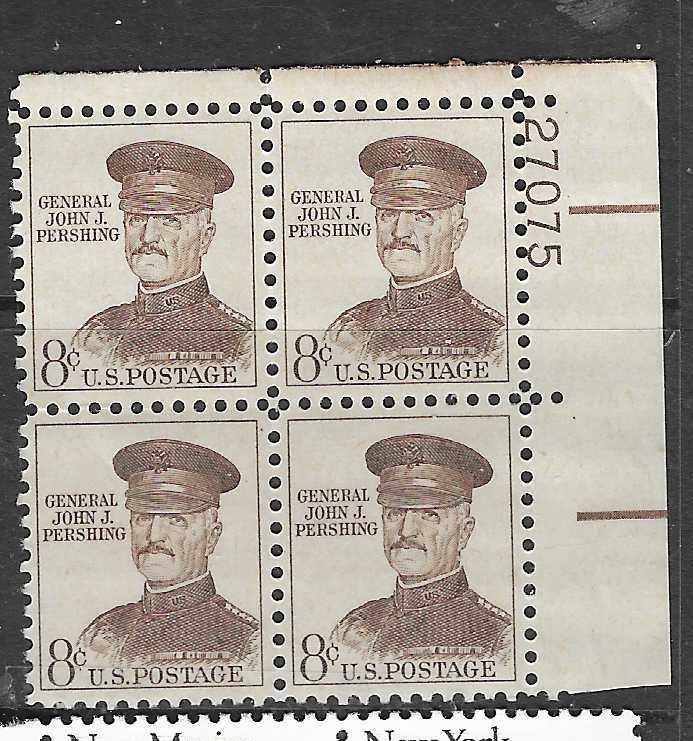 US #1042A 8c John J Pershing  PB of 4 (MNH) CV $1.00