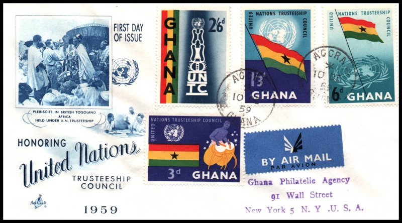 Ghana 67-70 United Nations Artcraft Typed FDC
