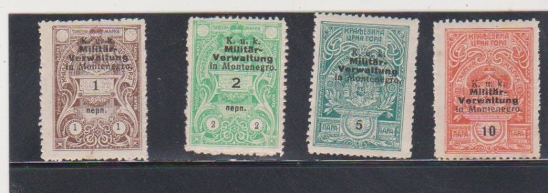 4 Montenegro 1920 Austria Military Government MNH Revenue Stamps