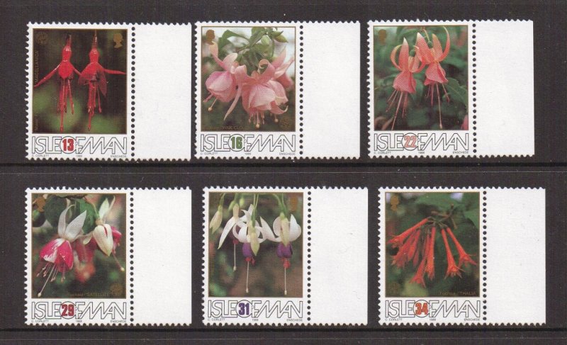 Isle of Man  #371-376  MNH 1988  fuchsia society