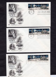 1435b Space Achievement, set/3 FDC ArtCraft 3 cancel cities