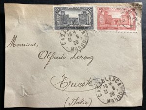 1920 Casablanca French Morocco Registered Front Cover To Trieste Italy