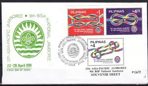Philippines, Scott cat. 2092a. Asia-Pacific Scout s/sheet. First day cover. ^