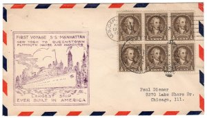 Washington Bicentennial 1/2c(6), 1st Voyage SS Manhattan, 1932