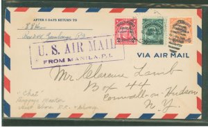 Philippines C54-6 1937 unofficial use of Specially overprinted set of three for a Manila-Madrid flight on an air mail cover sent