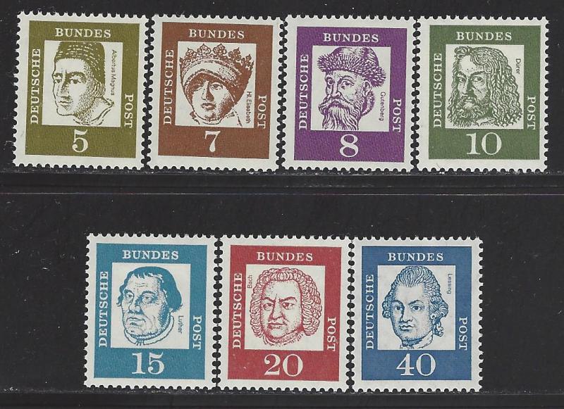 Germany Bund Scott # 824 - 829 + 832, mint nh, on ordinary paper, cpl. set