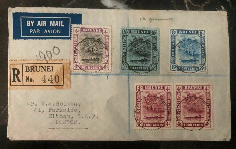 1934 Brunei First Flight Airmail Cover FFC Via Singapore - London England KLM