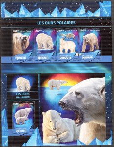 Djibouti 2016 Animals Polar Bears Sheet + S/S MNH