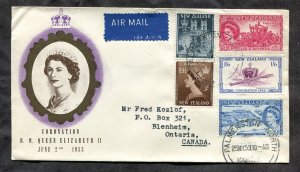 d1072 - NEW ZEALAND 1953 FDC Cover QE2 Coronation