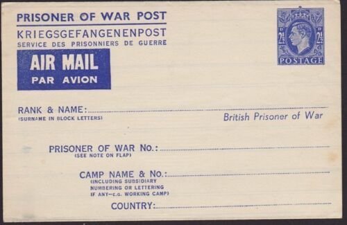 GB GVI 2½d WW2 P.O.W. aerogramme / air letter unused........................6430 