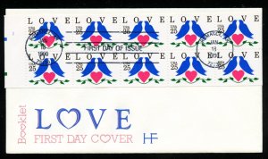 US 2441a Love Stamp 1990 Bklt pane 10 PB  UA Farnam cachet FDC