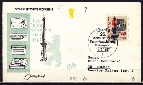 Germany, Scott cat. 9n262. Berlin Radio Tower. First day cover. ^