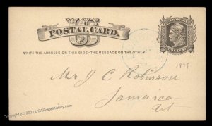 USA 1879 BONDVILLE Vermont Blue Cancel Postal Card Cover 96394