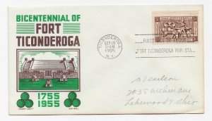 US 1071 (Me-5) 3c Fort Ticonderoga single FDC Cachet Craft Boll Cachet ECV$10.00