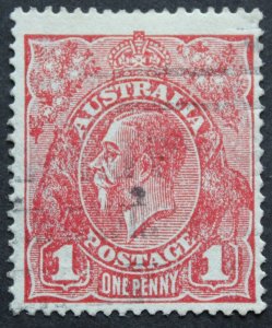 Australia 1916 GV One Penny (Rosine) Die II rough paper SG 47j used