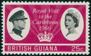 British Guiana 1966 25c black & magenta Royal Visit SG377 MNH