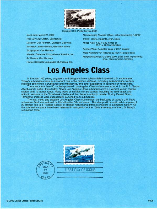 US SP1339 Los Angeles Class Submarine 3372 Souvenir Page FDC