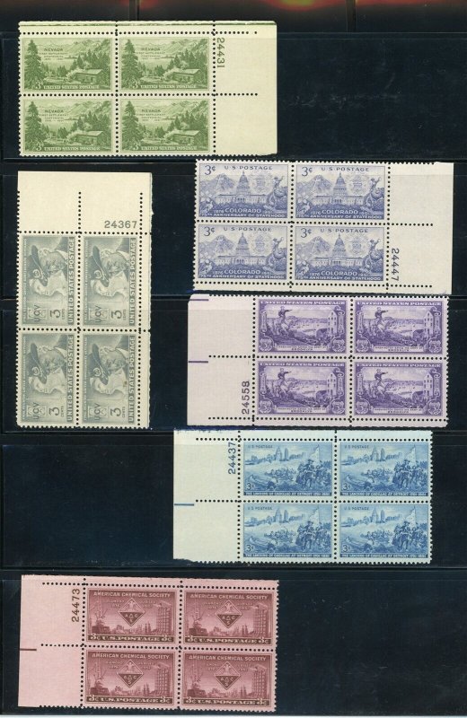 US Stamp #998-1003 - Lot of 1951 Issues - Plate Blocks of 4 - MNH