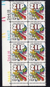 Scott #1511 Zip Code Strip Plate Block of 8 Stamps - MNH